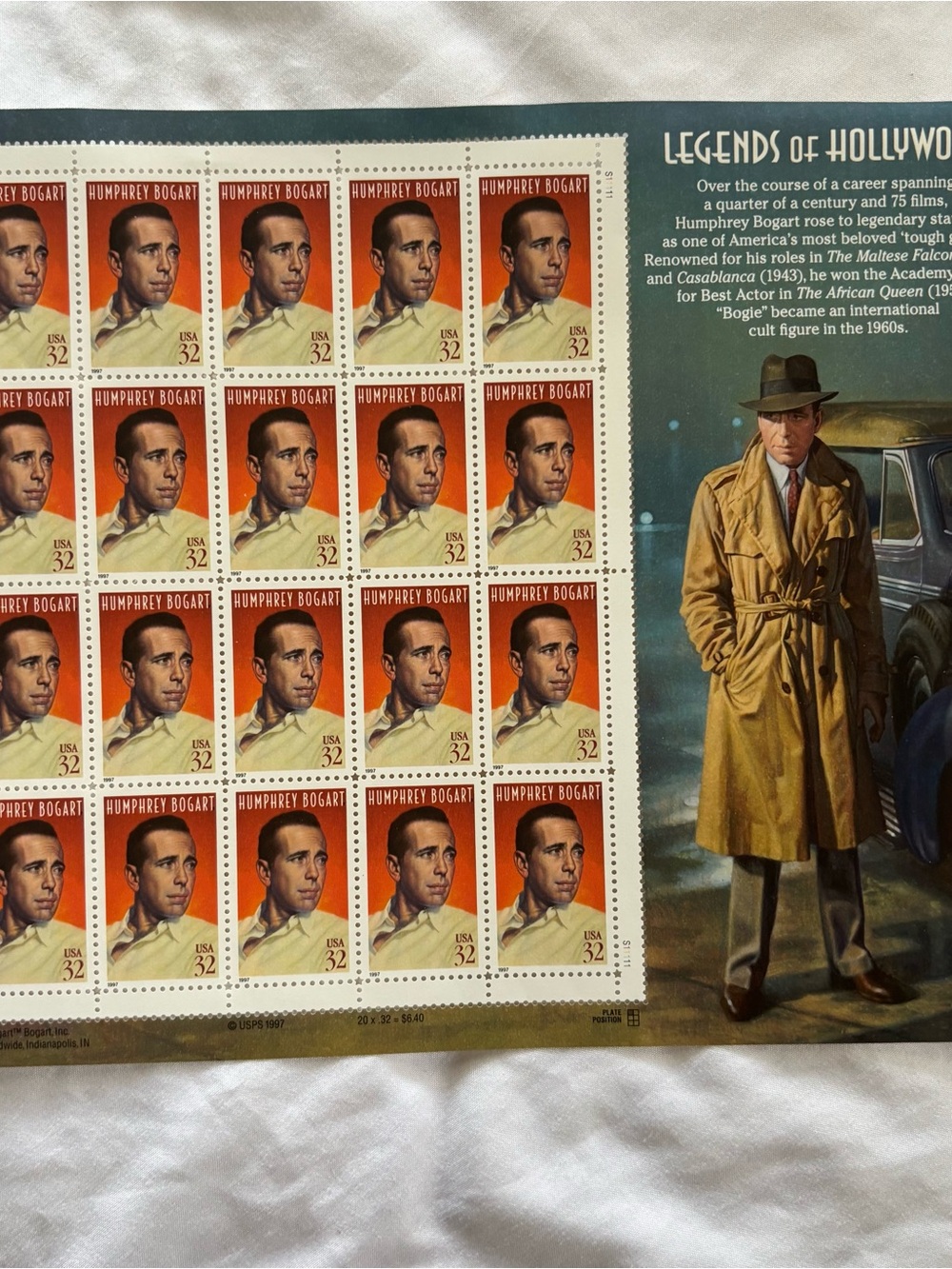 Humphrey Bogart Collectible Stamp Sheet - Legends of Hollywood